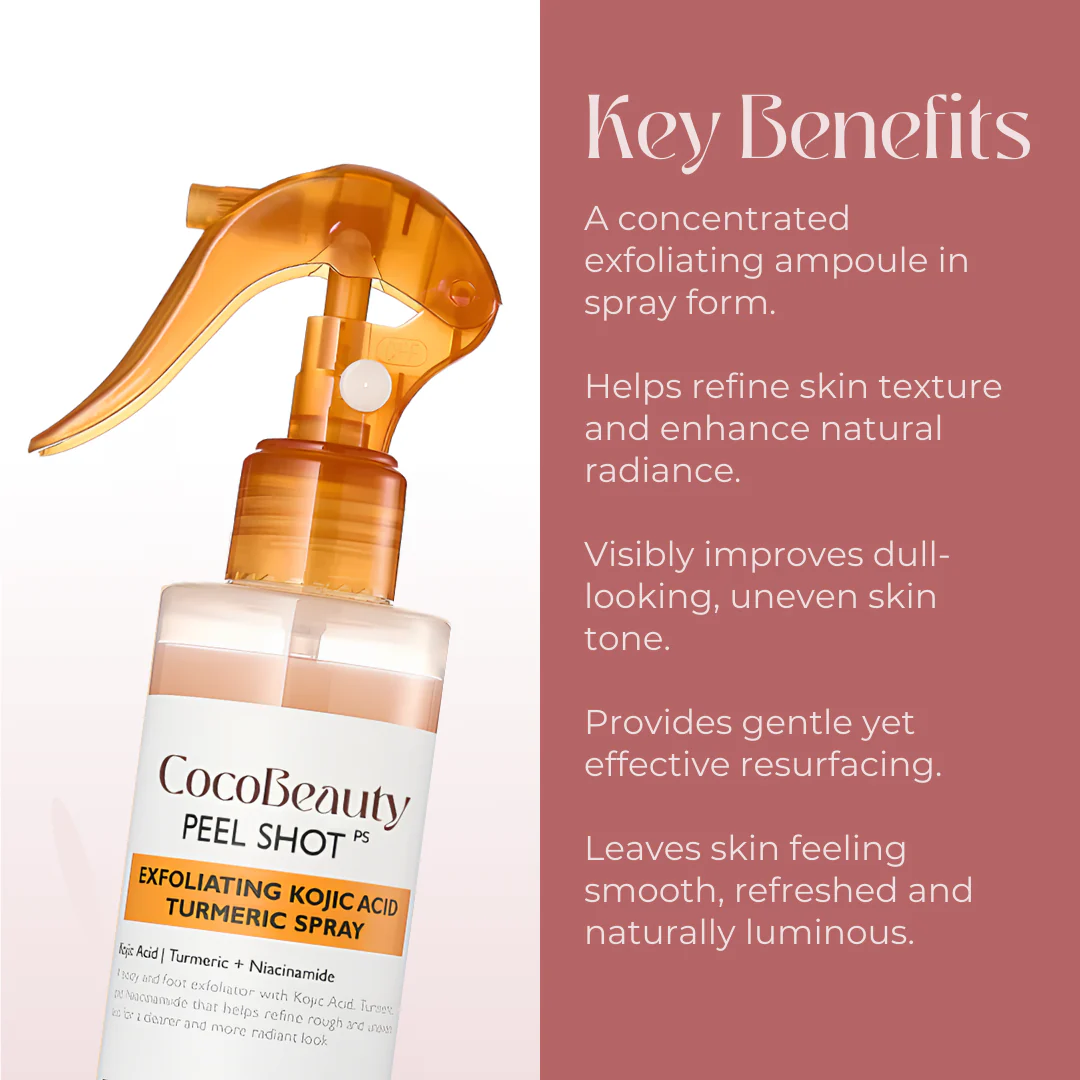 CocoBeauty Peel Shot - Kojic + Turmeric Body Peel Spray - Image 4